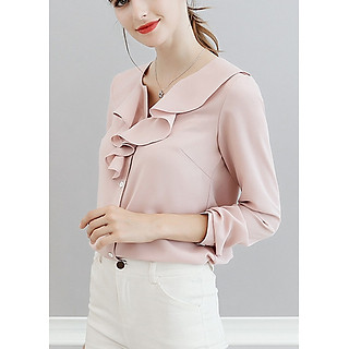 Sơ mi nữ công sở thanh lịch ArcticHunter, thiết kế bèo ngực, thời trang trẻ, phong cách Hàn Quốc