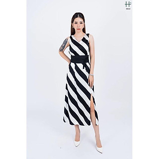 Đầm lụa suông dài kẻ sọc -D22 - Caro
