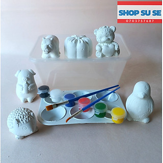 Tượng thạch cao cho bé tô màu. Bộ 6 tượng. Cao khoảng 5 cm