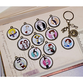 Móc khóa 12 cung hoàng đạo Zodiac mẫu 20mm phong cách Chibi 06646-M4