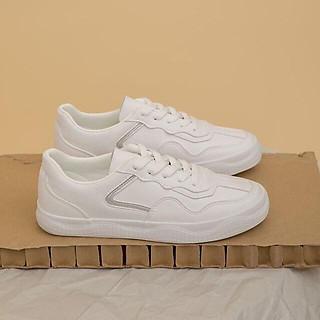 Giày nữ da trắng Sneaker All White viền chữ V Better Shoes 021019001 021019002