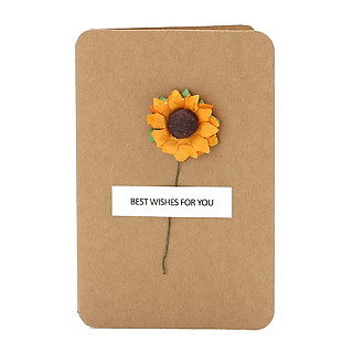 Thiệp hoa nền nâu - Postcard, hoa thật ép khô