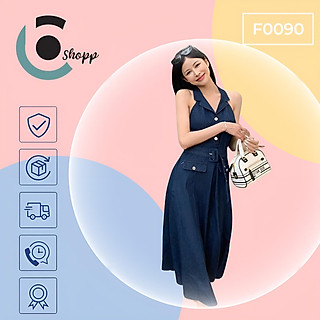 Đầm chữ A jeans cổ sơ mi (F0090) cao cấp