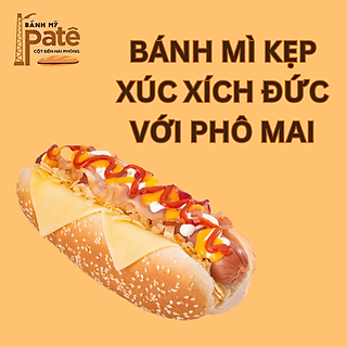Bánh mì kẹp xúc xích Đức phô mai / Hot dog phô mai