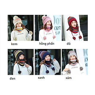 Bộ khăn nón len khăn ống nữ cao cấp