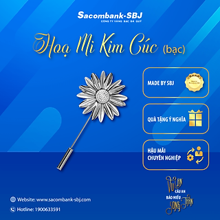 CÀI ÁO HOA CÚC NHỎ KT: 6.5 X .3.2CM, ĐỒNG MẠ VÀNG