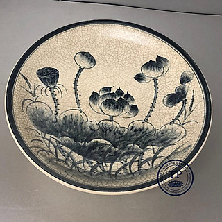 MĂM BỒNG THỜ CÚNG QUẢ BẰNG SỨ MEN RẠN VẼ SEN JHU99