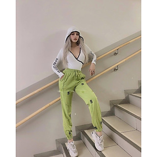 Áo thun body có nón tay dài in chữ