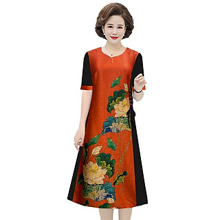 ĐẦM SUÔNG PHỐI GẤM IN HỌA TIẾT ĐAN DÂY 2 BÊN