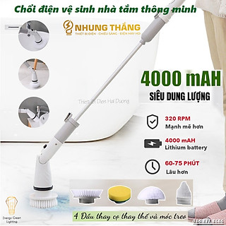 Máy Cọ Chà Sàn Vệ Sinh Tự Động MA-8825 - Pin 4000mah -  Bàn Chải Làm Sạch Vệ Sinh, Nhà Tắm Không Dây Với 4 Đầu Thay Thế - Có Video