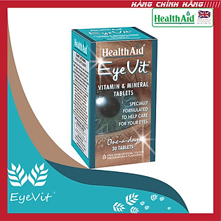 Thực phẩm bảo vệ sức khỏe đến từ Anh Quốc - Viên giữ ẩm cho mắt, ngăn chặn quầng thâm và túi dưới mắt, tăng cường thị lực cho mắt, giúp làm chậm quá trình thoái hóa điểm vàng, đục thủy tinh thể và thoái hóa võng mạc HEALTH AID EYEVIT (Hộp 1 chai 30 viên)