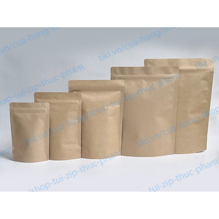 bao bì túi zip zipper giấy kraft đáy đứng đựng thực phẩm khô 50 túi