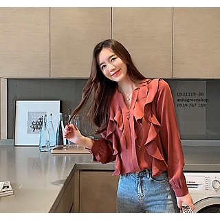 Q521219 ÁO SƠ MI CỔ TIM NHÚN BÈO