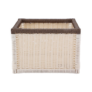 Giỏ đựng đa năng BESTO chất liệu nhựa PE bền chắc màu nâu giả mây tre đan, có quai cầm, kích thước 33x25x27cm (DxRxC) | Index Living Mall - Phân phối độc quyền tại Việt Nam