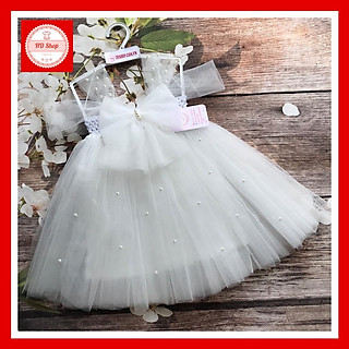 Váy bé gái trắng nơ đính đá