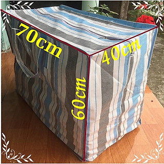 Túi Bạt, Túi Dứa to 70x40x60cm đựng đồ, đóng hàng - bạt Tú Phương kẻ xọc gia công bền, chất lượng