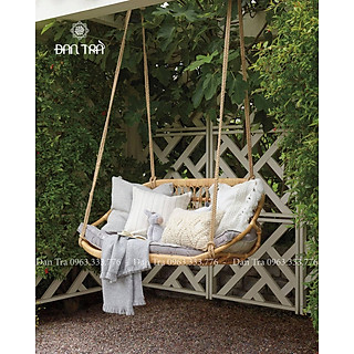 Xích Đu Mây Đôi Đan Trà, Xích Đu Mây Đôi 2 Người , Ghế Xích Đu Mây Decor, Ghế Mây Treo- Bàn Ghế Mây Tre ĐAN TRÀ