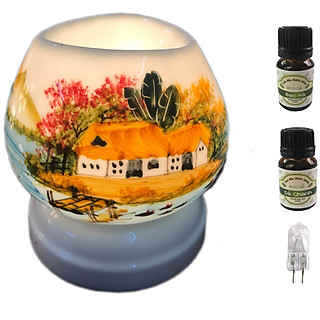Đèn xông tinh dầu tam giác TG13 và 2 chai tinh dầu sả chanh Eco oil 10ml và 1 bóng đèn