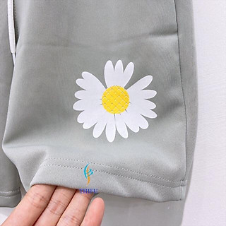 Quần thun lửng hai da in hoa cúc nam nữ