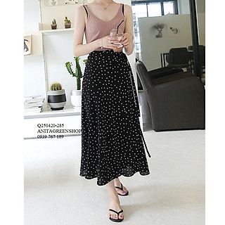Q250420 CHÂN VÁY MIDI CHẤM BI