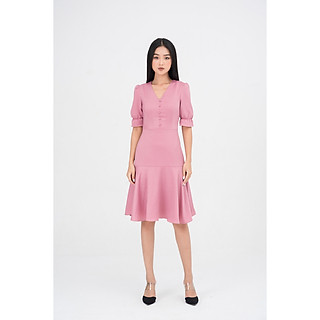 De Leah - Đầm Xoè Tay Lỡ Cúc Trai H