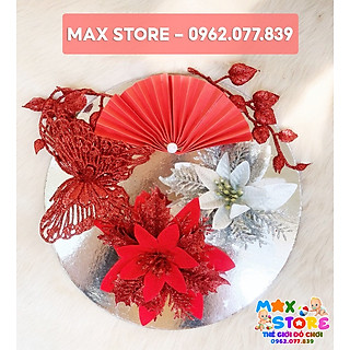 Set VIP Phụ Kiện Trang Trí Tráp Oản , Tháp Bánh Kẹo Ngày Lễ Tết - Có Kèm Đĩa Và Tặng Keo Nến ( Không Kèm Bánh Kẹo Nước