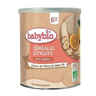 Bột ăn dặm pha sữa hữu cơ vị trái cây Babybio 220g