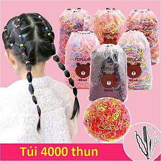 Set 4000 dây chun cột tóc cho bé , thun cột tóc nhiều màu + túi dây rút GD575-Thun4K
