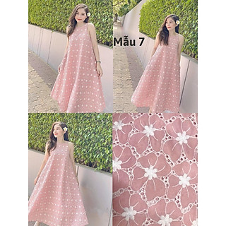 Đầm suông, Váy yếm dài, Đầm maxi hoa nhí Cao Cấp dáng suông vàng trắng, form rộng dài qua gối - MiNhi