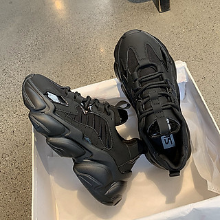 Giày thể thao nữ full đen cá tính độn đế cao