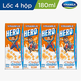 THỨC UỐNG SỮA TRÁI CÂY HERO VỊ CAM  VINAMILK - HỘP X 180ML