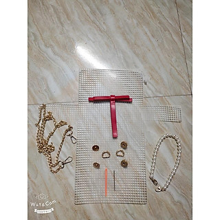 Túi tự đan len phối màu trái cherry - Set nguyên liệu tự làm