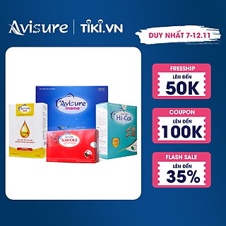 Bộ sản phẩm cho bà bầu Sắt, Canxi, DHA, Vitamin Avisure gồm: Avisure Safoli 60 viên+Avisure Hical 60 viên+Avisure DHA 40 viên+Avisure mama 60 viên