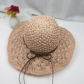 Mũ cói đan nổi thắt nơ