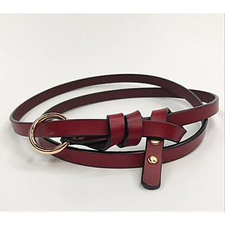 Thắt lưng, dây nịt nữ bản nhỏ 1.1cm, khóa thắt hình tròn , da thật, mạ màu vàng bóng.