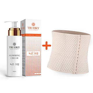 Kem tan mỡ bụng quế gừng Truesky chính hãng giảm vòng eo an toàn 100ml (Tặng kèm đai nịch bụng quấn nóng cao cấp)