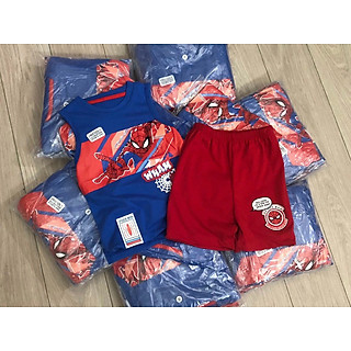 Bộ ba lỗ bé trai siêu nhân nhện xanh đỏ, Set thun cotton sát nách trẻ em mùa hè mặc cực mát, thấm hút mồ hôi tốt