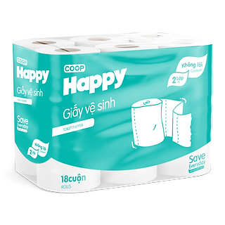 Giấy vệ sinh không lõi Co.op Happy 2 lớp lốc 18 cuộn - 3357289
