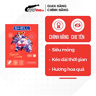 Bao cao su Shell Tropical Prolong kéo dài thời gian,hương hoa quả nhiệt đới hộp 3 cái | GUNSHOP VIỆT NAM