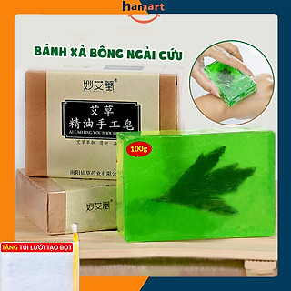 Bánh Xà Bông Ngải Cứu Hamart 100gr Xà Phòng Handmade Thảo Mộc Thiên Nhiên TẶNG Túi Tạo Bọt