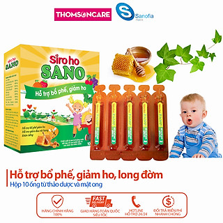 Siro bổ phế, siro ho Sano Sanofia - giúp bổ phế, giảm ho, rát họng, tiêu đờm từ thảo dược - Hộp 10 ống Thomsoncare