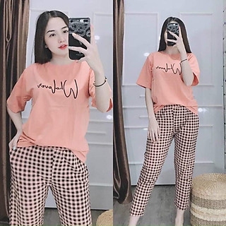 Đồ bộ nữ mặc nhà thun co giản, set đồ bộ nữ quần dài thun cotton dễ thương, đồ ngủ nữ bigsize 45-85kg