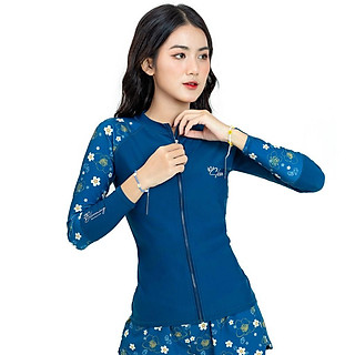 Áo bơi nữ tay dài khoá kéo Midnight Athena Sobie