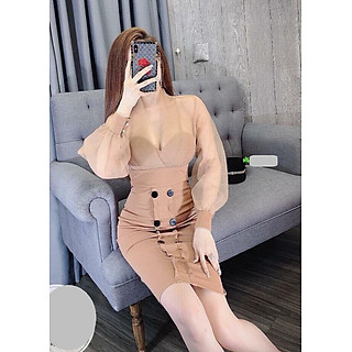 Đầm Ôm Phối Voan Kiếng