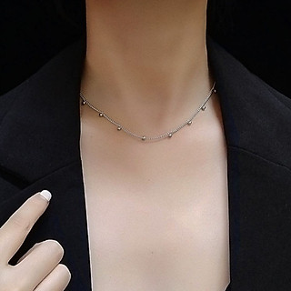 Dây Chuyền Nữ Nhiều Hạt Bi Nhỏ Titan Ko Đen TT 3049