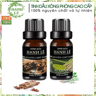 Combo 2 tinh dầu cao cấp nguyên chất Hạnh Lê: Tinh Dầu Sả Chanh (10ml) + Tinh Dầu Quế (10ml)