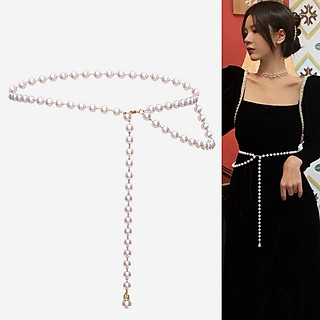 Thắt lưng belt ngọc trai sang chảnh dây nịt nữ xích titan độc đáo ấn tượng phụ kiện hot girl
