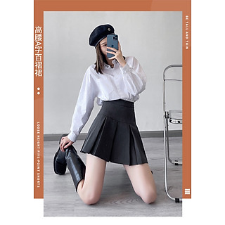 Chân váy ngắn, chân váy tennis xếp ly to thời trang 2 màu đen - xám CV055