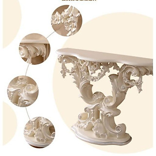 Kệ bán nguyệt màu trắng trang trí nhà cửa mang phong cách tân cổ điển sang trọng KCS-B803-A