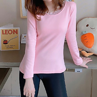 Mùa Đông Nhiệt Đồ Lót Nữ Quần Áo Dày Plus Nỉ Size + XXL Sinh Viên Lạnh Chống Áo Sơ